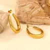 Brincos Europeus e Americanos Geométricos Vazados Lisos em Forma de C Transfronteiriços Estilo de Luxo Acessível Exagerado Brincos com Gancho Curvo Brincos de Aço Inoxidável Dourado 18K