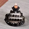 Pequeño Quemador de Incienso de Flujo Inverso, Pequeño Adorno de Loto y Sándalo, Mini Quemador de Incienso de Flujo Inverso, Estilo Pastoral Pequeño Estanque con Luz de Luna