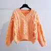 Nuevo Suéter de Punto Trenzado de Cuello V Corto Otoño/Invierno 2026 para Mujer, Grueso Estilo Coreano, Elegante, Holgado, Tejido con Borlas para Mujer