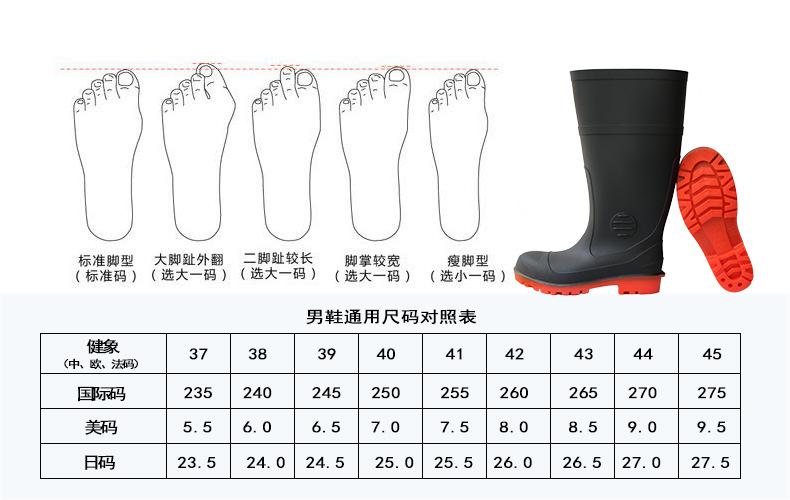 钢头钢底--尺码对照表