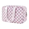 Bolsa de Cosméticos Portátil Impermeable Popular de Amazon, Neceser Cuadriculado de Gran Capacidad, Bolsa de Almacenamiento Multifuncional, Neceser