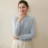 Suéter de Cachemir 100% para Mujer, Camiseta Base de Punto, Manga Raglán Nueva Otoño/Invierno, Engrosado, Cuello Semi Alto, Versátil, Suéter Cálido