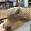 Bonito Sombrero Octagonal de Felpa con Orejas para Mujer Otoño e Invierno Versión Coreana Dibujo Animado Versátil Celebridad de Internet Estudiante Gorra de Repartidor Moderna