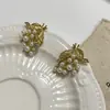 Brincos de Pérola com Folhas Cravejadas de Diamantes Estilo Francês Retrô Luxo Leve Moda Tendência Personalidade Exquisita Ins Estilo Minimalista Tendência de Brincos