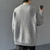 Suéter casual tipo pullover con media cremallera estilo americano para hombre, nueva colección otoño/invierno, corte holgado, color liso simple, suéter de punto de moda