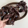 Goma para el pelo scrunchie de lunares azules de alta gama color café coreano con cintura pequeña para mujer, accesorio de pelo retro versátil para coleta baja