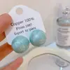 Banho de Ouro Real, Coleção Série Azul Moda Coreana e Japonesa, Brincos de Esmalte com Efeito Gotejante para Mulheres, Novos Brincos e Acessórios de Luxo Leve Nicho