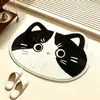 Design de gato de desenho animado, tapete de imitação de caxemira, adequado para entradas de quartos, quartos de crianças, áreas ao lado da cama, banheiros e como tapete de porta absorvente e antiderrapante