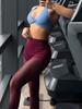 Pantalones de Fitness Yoga Sin Costuras Transfronterizos Europeos y Americanos Regina para Mujer Sexy Malla Hueca Cintura Alta Levanta Glúteos Transpirables Alta Elasticidad
