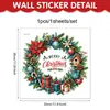 Corona de Navidad transfronteriza, decoración del hogar, decoraciones para ventanas y puertas de vidrio, ambiente festivo, adhesivo electrostático, pegatinas de Navidad de PVC para ventanas con "Merry Christmas" en inglés