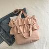 Bolsa Tote Simples Plissada com Babado para o Dia a Dia, Bolsa de Ombro com Design Exclusivo, Bolsa de Ombro Elegante de Grande Capacidade