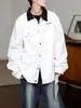 Jaqueta Jeans Cáqui Retro Americana Masculina 2026 Outono/Inverno Nova Marca Tendência Lapela Casual Versátil Roupa Externa Masculina