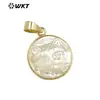 WT-JP346 Celebridad de Internet Linda Concha Brillante Animal Gato Microincrustado Colgante Pequeño Collar de Concha Natural Combinación