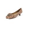 Zapatos de Tacón con Forma de Gato y Lazo para Mujer 2025 Primavera y Otoño Nuevos Piel Suave Hebilla de Diamante Zapatos Elegantes de Punta Morados para Mujer Versátiles