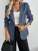 Casaco feminino novo de verão e outono, transfronteiriço europeu e americano 2026, blazer de lapela liso, caimento solto, blazer feminino slim fit de um botão