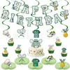 Banner de cumpleaños temático de bádminton transfronterizo, elementos de medallas, pancarta de fiesta, adorno para pastel y adornos decorativos