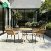Mesas y Sillas de Ratán para Exteriores Nórdicas, Mesa de Comedor de Moda para Patio Exterior, Villa, Jardín al Aire Libre, Juego de Sillas de Ratán, Resistente al Agua y al Sol