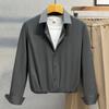 Camisa nueva de manga larga de alta calidad, corte slim, drapeado, camisa de marca a la moda, top versátil, abrigo casual, ropa de hombre para primavera y otoño