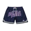 Shorts Esportivos Bordados Retro Americano Unissex Tendência High Street Soltos Respiráveis de Malha Shorts de Basquete Transfronteiriço