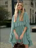 Vestido tipo capa con volantes de estilo elegante, nuevo para primavera/verano, transfronterizo europeo y americano, con camisola interior de moda