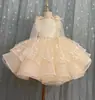 Novo Vestido Formal Infantil Saia de Performance Lantejoula Laço Vestido Formal para Meninas Vestido de Princesa Vestido de Festa Rodado