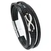 Pulsera de Cuero Trenzada a Mano para Hombre, Hebilla Magnética Decorativa de Aleación de 88 Caracteres, Estilo Retro Europeo y Americano, Nueva Producto Transfronterizo, Multicapa