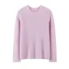 Suéter de cachemira versátil para otoño e invierno, nuevo, con borde enrollado de terciopelo, cuello redondo, manga larga, simple, básico, de moda, para la oficina