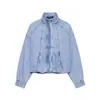 Comercio exterior mayorista transfronterizo ropa de mujer europea y americana stand-up collar de mezclilla aviador chaqueta abrigo versátil holgado
