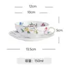Hueso de Alta Calidad Estilo Japonés Cerámica Fresca Taza de Café Flores y Pájaros Flores y Flores Taza para el Té de la Tarde Oficina Hogar Taza de Agua Taza de Café