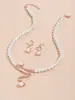 Colar de Franja com Pérolas e Incrustação de Diamante para Comércio Exterior Conjunto de Joias de Noiva Brincos e Pingente Conjunto de Duas Peças Pérolas de Imitação Personalizadas