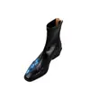 Botines Cuadrados Retro de Tacón Grueso para Mujer 2026 Nuevo Estilo Cómodos de Moda Versátiles con Cremallera Trasera Elásticos Ajustados para Mujer