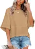 2025 Europa y América Amazon Venta Caliente Transfronteriza Nuevo Empalme Color Sólido Manga de Trompeta Casual Suelta Camisetas Tops para Mujer