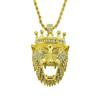 Europeu e americano hipster legal tridimensional coroa diamante cabeça de leão pingente colar boate disco hip hop acessórios pingente