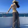 Bikini Nicho Spice Girls de Verano Amarillo Blanco Brillante Sexy Espalda con Tirantes Divididos Traje de Baño para Vacaciones en la Playa para Mujer