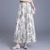 Faldas de Verano para Mujer, Nuevo Estilo 2026, Ceñidor Elegante a la Cintura, Adelgazante, Falda Larga hasta la Rodilla de Gasa Floral