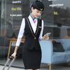 Novo terno feminino de outono para negócios, colete fashion, saia, uniforme de trabalho para hotel, salão de beleza, aeromoça de trem de alta velocidade
