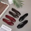 Zapatos de Gel Bajos Coreanos con Punta Cuadrada, Diseño de Cristal Hueco, Sandalias Planas Slip-On para Mujer