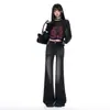 Jeans microacampanados estilo americano para mujer, nueva colección otoño 2026, pantalones retro petite acampanados rectos elásticos de corte ajustado