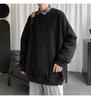 Suéter de cor sólida masculino primavera e outono ins moda marca base interna camisa manga comprida gola redonda pulôver solto estilo hong kong roupas superiores t