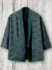 Novo kimono cape de algodão puro transfronteiriço com fivela, estampa digital 3D, camisa de manga três quartos, cardigã folgado