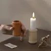 Portavelas Rayado Liso Cilíndrico de Amapola Molde de Silicona DIY Aromaterapia Yeso Cemento Resina Molde