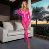 Europea y Americana Sexy Punto Abierto Diamante Estampado de Leopardo Lencería Siaman Mujeres Pasión Tentación Chicas Sexy Mallas y Calcetines