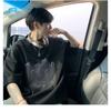 Nova camiseta de manga curta masculina, estilo coreano, moderna, simples, de meia manga, estilo Hong Kong, solta, casual, moderna, camiseta de marca
