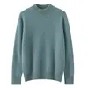 Suéter 100% Lana Pura para Hombre Otoño Invierno Cuello Semi Alto Engrosado Suave y Holgado Jersey Camisa Base Tejida Suéter de Cachemira