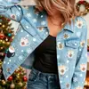 Nueva chaqueta vaquera corta de algodón puro Navidad otoño e invierno estampado 3D personalidad moderna top ajustado para mujer