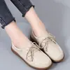 Sapatos de trabalho casuais femininos de couro com cadarço, tendência 2024 para escritórios, sola de tendão, sola macia, antiderrapantes, camada única