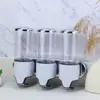Dispensador de Jabón Manual de Tres Cabezales de Plástico ABS Montado en la Pared Máquina Dispensadora de Gel Antibacterial para Manos Hotel