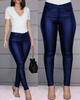 2023 outono e inverno transfronteiriço novo desejo da Amazon cor sólida calças de couro PU leggings casuais sexy calças femininas comércio exterior