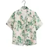 Camisa Floral Hawaiana de Manga Corta Unisex Camisa de Playa con Mangas de Tres Cuartos Talla Grande Atuendo de Pareja para Vacaciones en la Playa Camisa Floral