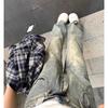 Estilo americano Retro Spice Girl All-Match 2024 Outono Fast Edge Cintura alta Reta Slim Look Solto Jeans de perna larga